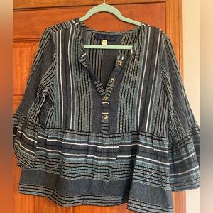 Women’s boutique blouse, beautiful blue print, size L